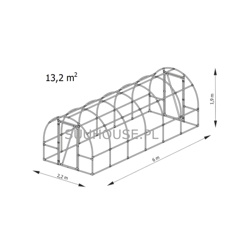 Tunel foliowy B6 [13,2 m2] 6 x 2,2 x 1,9 m z folią UV4